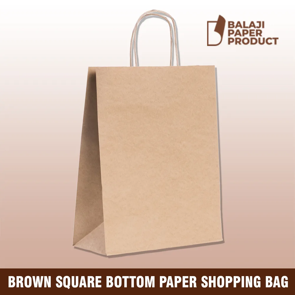 Brown Square Bottom Bag With Twisted Handle