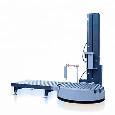 Stretch Pallet Wrapping Machine With Conveyor System.