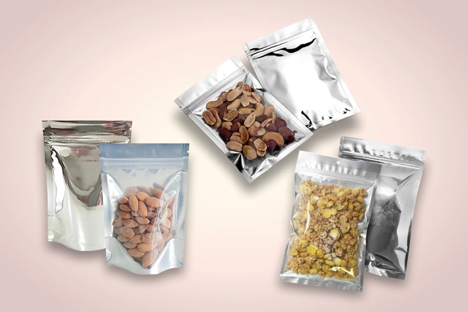 Stock & Sell Un-printed Stand-up Pouches With Zip-Lock With One Side Metallized