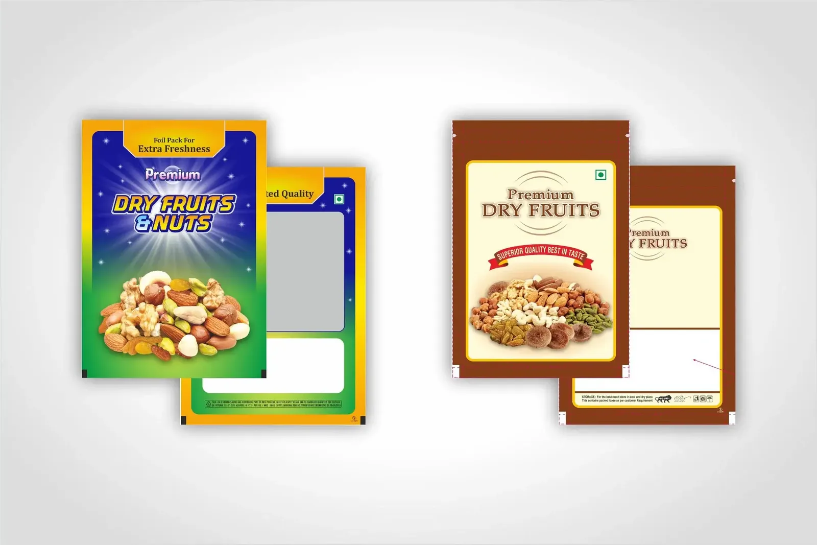 Stock & Sell Pre-Printed Pouches With Common Design.