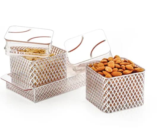 Fiesta Air-Tight Dry Fruit Container Tray Set With Lid & Serving Tray, Airtight Gift Set, 500 Ml, Set Of 2